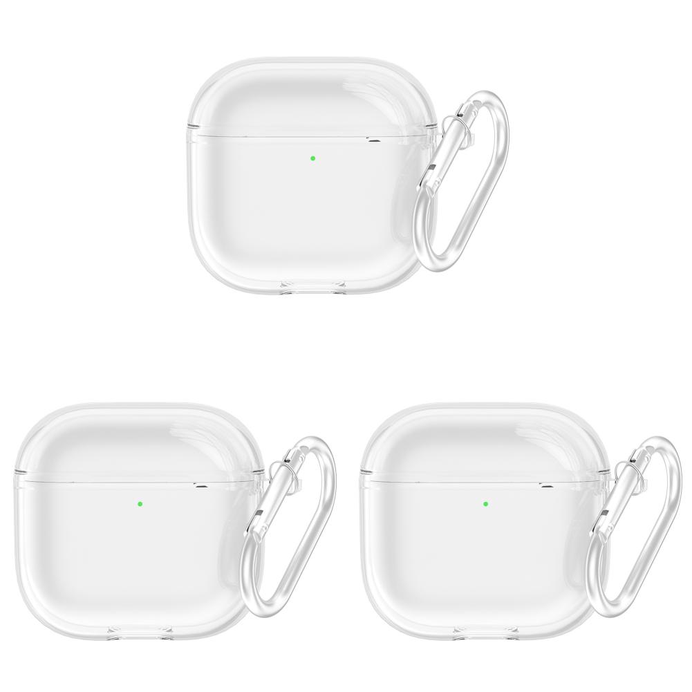 Transparent Protective Case Cover with Carabiner TPU Soft Skin Case Cover Anti-fall Wireless Earphone Cover for AirPods 4 (2025)