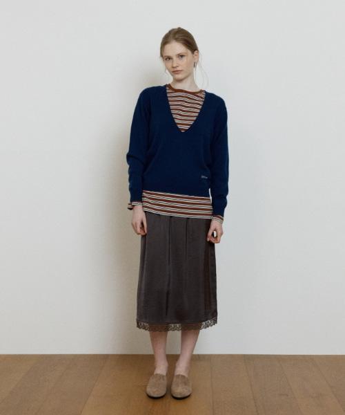 DEPOUND Wool Deep V-Neck Pullover [Blue]