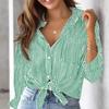 Womens Button Down Shirts Striped Classic Long Sleeve Collared Office Work Blouses Tops with Pocket