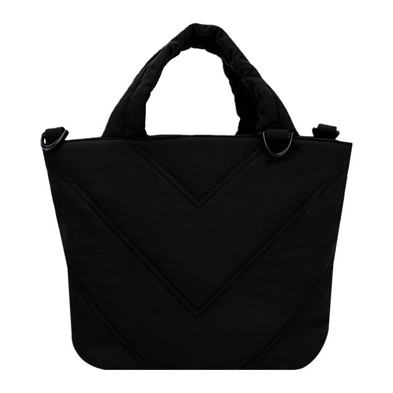 

Japanese sewn nylon fashion tote bag simple small fresh padded cotton handbag commuter storage handbag чёрный