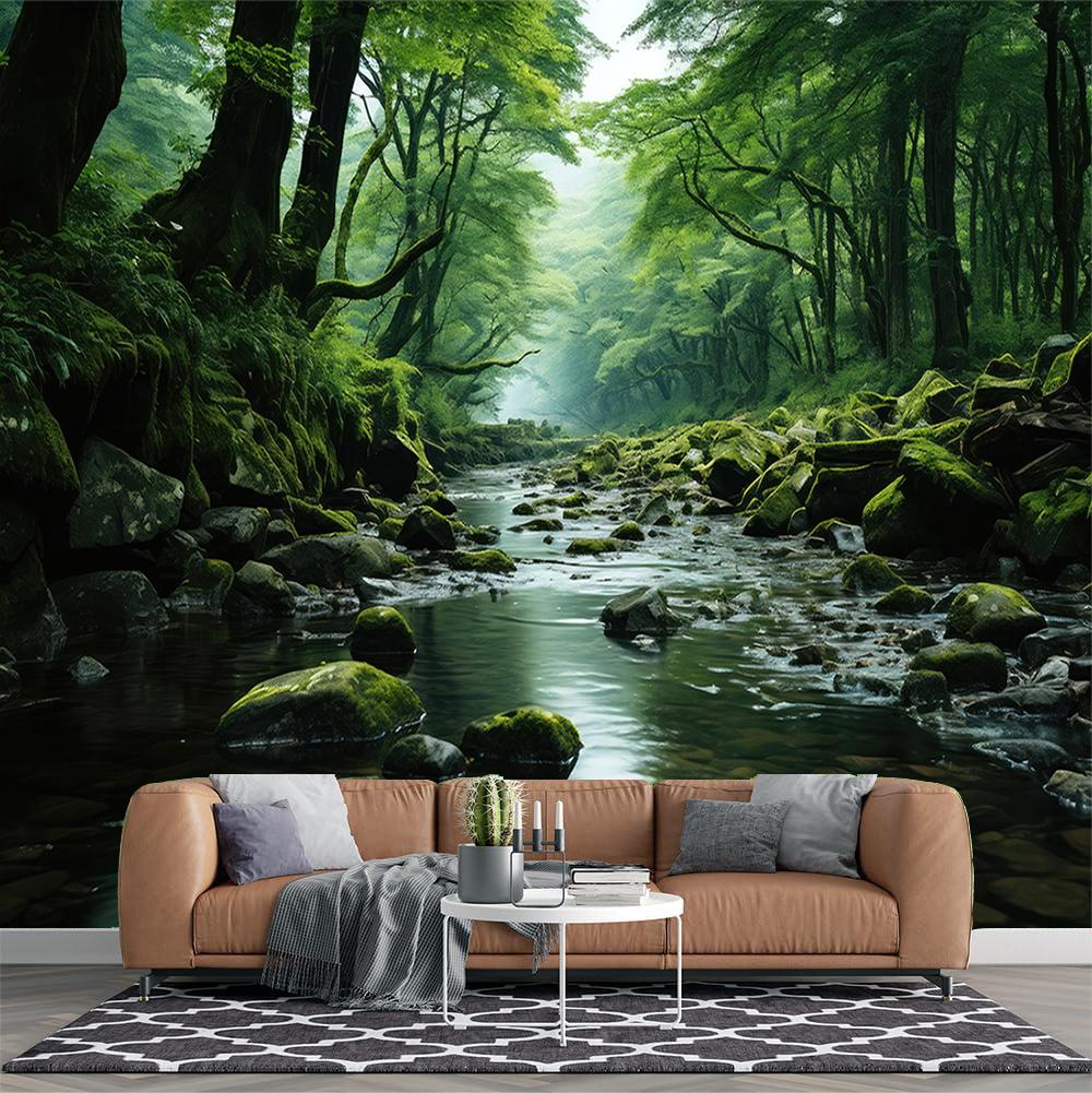 Forest Murals Nature Landscape Waterfall Wall Mural Bedroom Forest Wallpapers 200 cm(W) x 140 cm(H)