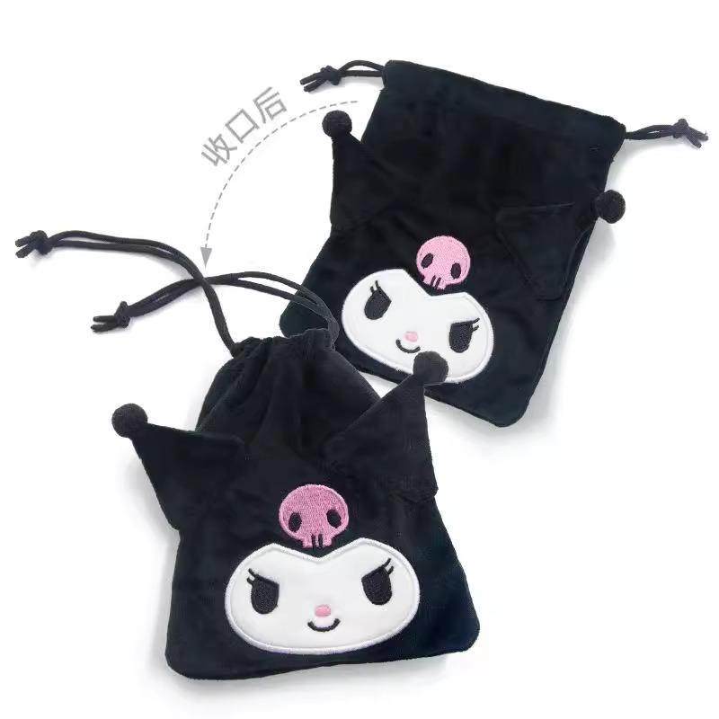 Genuine Hello Kitty Kuromi Melody Cogimyun Plush Drawstring Bag Kawaii Coin Purse Store Small Objects Girl Birthday Gift