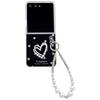For Samsung Galaxy Z Flip7 5G Case Glitter DIY Heart Charm Phone Cover with Wrist Strap