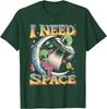 Alien Ich brauche Platz Retro Mond Sitzendes UFO Grafik T-Shirt Baumwolle Lässig Reise T-Shirt