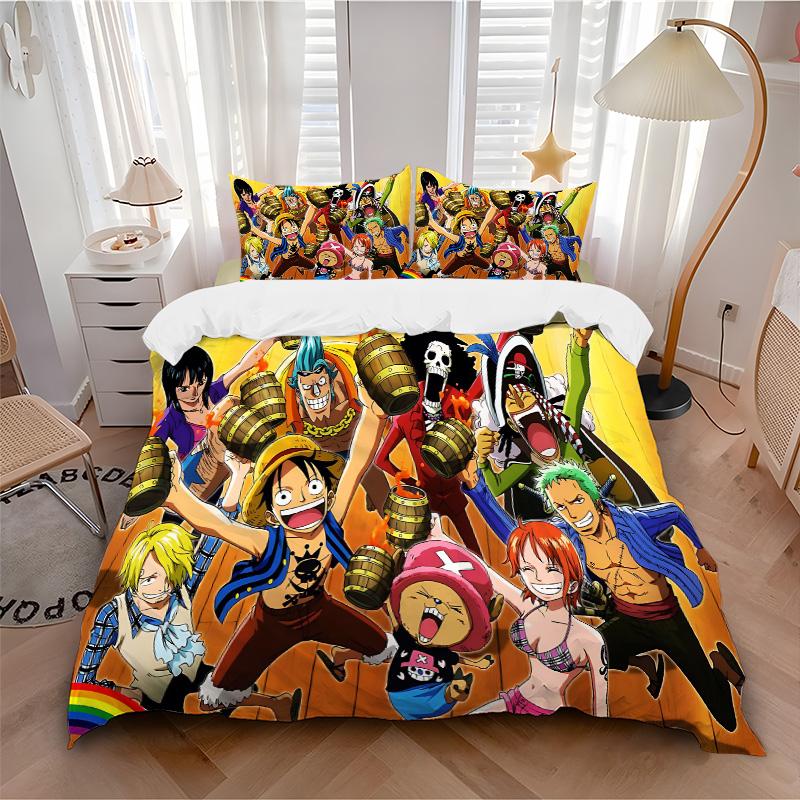 One Piece Adventure Print 3Pcs Bedding Setduvet Cover With 2 Bedropillowcase Home Birthday Gift