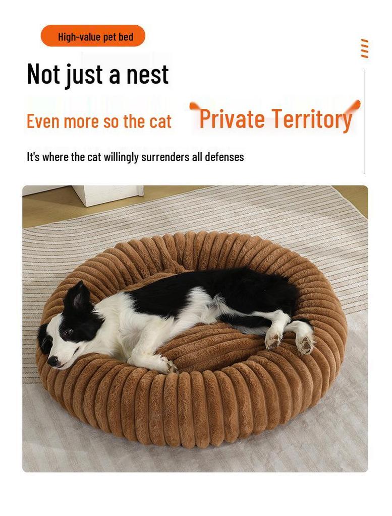 Cross-Border Faux Fur Pet Nest: Warm Round Bed for Dogs & Cats