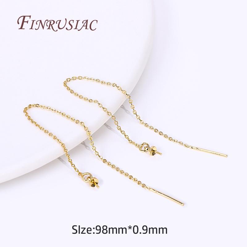 Brass Thin Chain Ear Wire For Earrings Making Findings Trendy 18K Gold Plated Long Tassel Earwire DIY Fashion Jewelry For Women