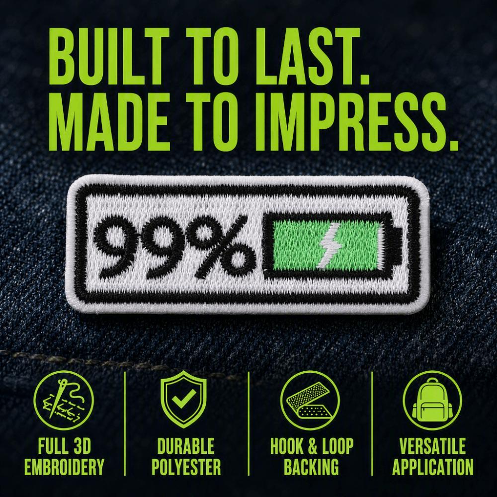 6Pcs Polyester Iron On Patches Battery Level Indicator Sew On Patches Embroidered Patches For Jeans