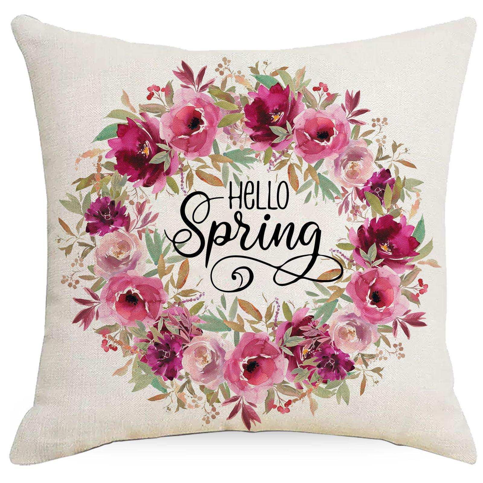 

Новая розовая весенняя цветочная гирлянда наволочка розовая велосипедная грузовая домашняя гостиная диванная наволочка 45 * 45Cm without pillow core