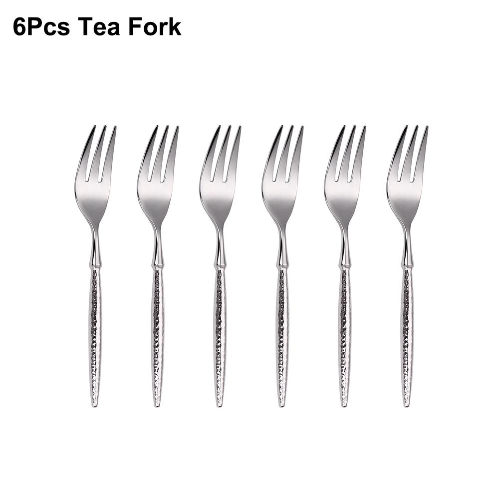 6/16/20/24Pcs Sliver Stainless Steel 304 Cutlery Set Sliver Tableware Western Hammer Pattern Handle Dinner Set Knife Fork Spoon