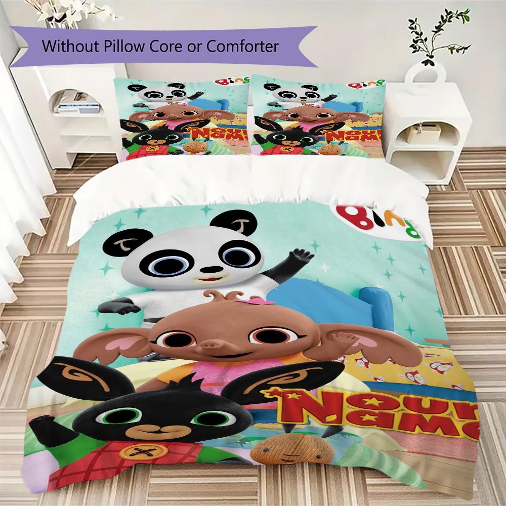 Custom Name Bing Bunny Pattern Bedding uilt Set uilt Cover Pillowcase Home Decoration Birthday Gift (1*duvet cover+2*pillowcase without core)