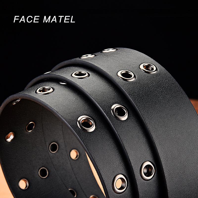 Belt Men'S Pu Leather Double Pin Buckle Belt Men'S Metal Belt Men'S Belt