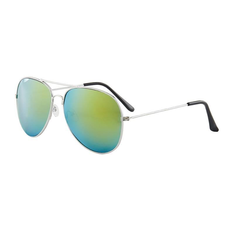 Unisex Aviator Frog Mirror Sunglasses - Multicolor Metal Frame