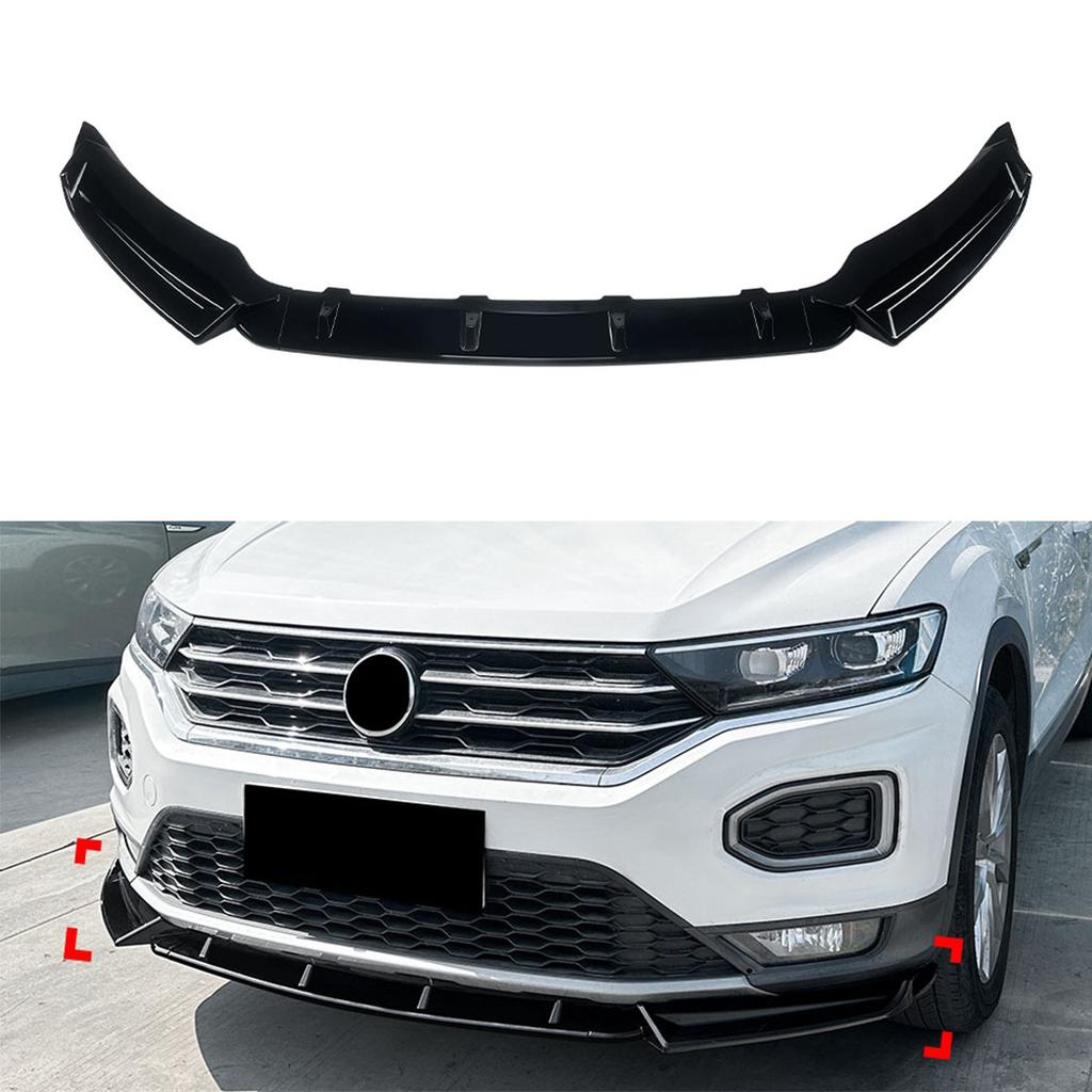 Car Front Bumper Lip Spoiler Diffuser Splitters BodyKit Aprons Cover Guard Trim For Volkswagen T-Roc Standard Edition 2018-2022