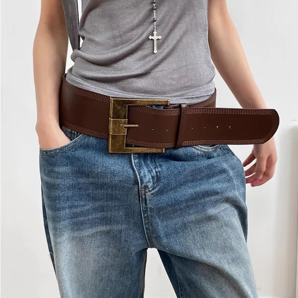PU Leather Wide Waistband Vintage Grunge Sashes Fashion Women Belts  for Women