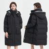Damen Winter Mittellanger Kapuzenkragen Verdickte warme Jacke Einfarbig Lockere Freizeitjacke
