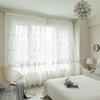 European Embroidered Gauze Curtain Curtain Mesh Finished White Yarn Door Curtain Bedroom Living Room Balcony