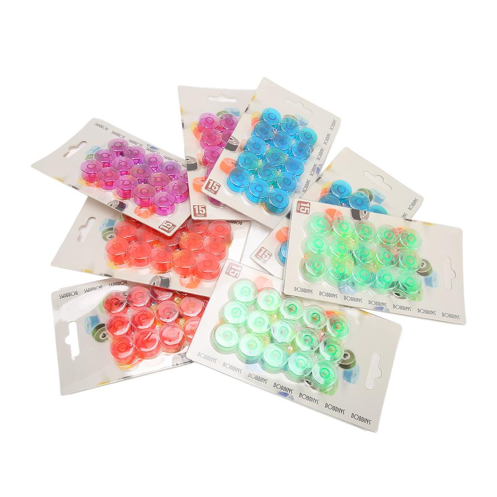 120Pcs Colorful Bobbins Assorted Transparent Soft Durable Plastic Sewing Bobbins for Machine Manual