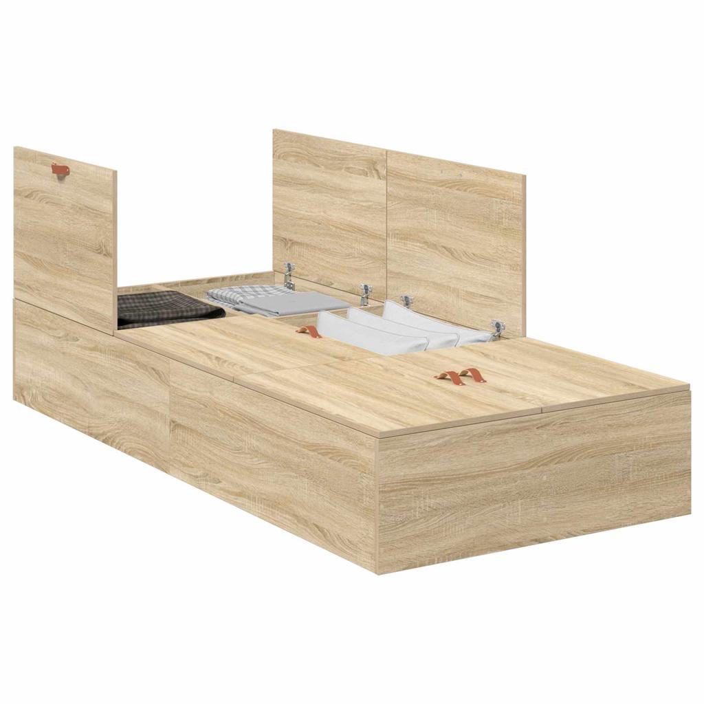 Storage Bed Frame Sonoma Oak 90 x 200 cm Particleboard