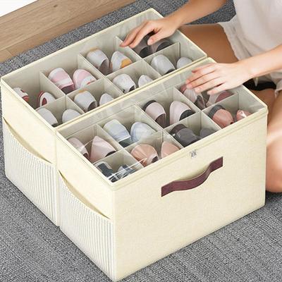 Paquete de 2 Cajas de Almacenamiento para Zapatos con 8 Compartimentos, a Prueba de Polvo, Solución de Almacenamiento Portátil, a Prueba de Polvo
