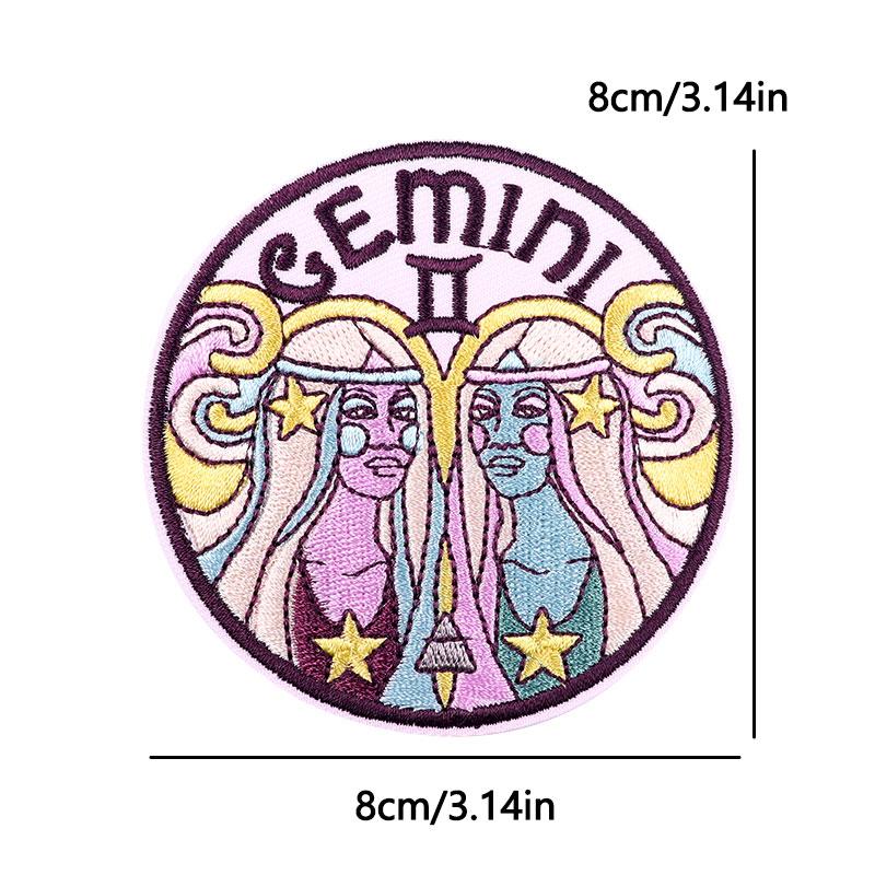 12 Zodiac Signs Embroidery Patch Iron On Patches Complete Set Horoscope Constellation Design for Jacket Backpack Daily Decor