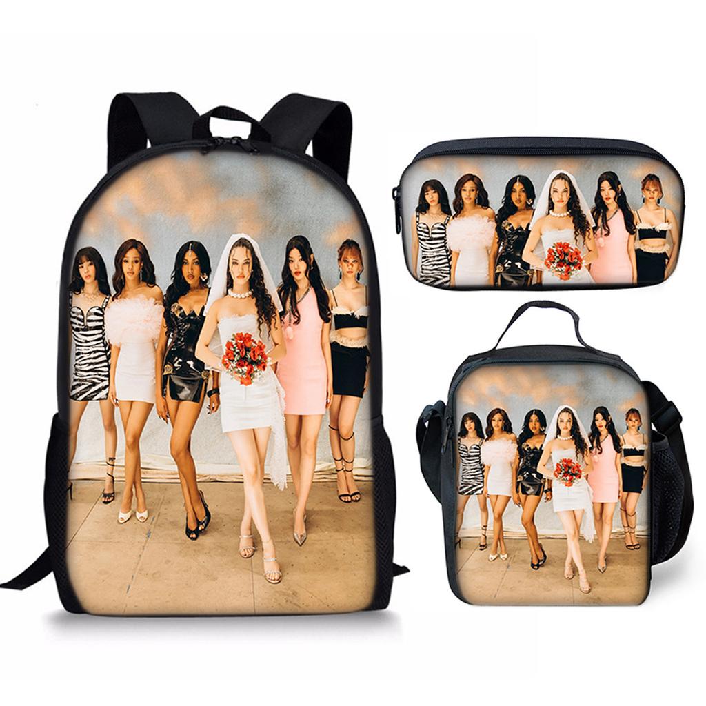 Luxury Popular Funny Novelty Kpop Katseye 3D Print 3pcs/Set pupil School Bags Laptop Daypack Backpack Lunch bag Pencil Case