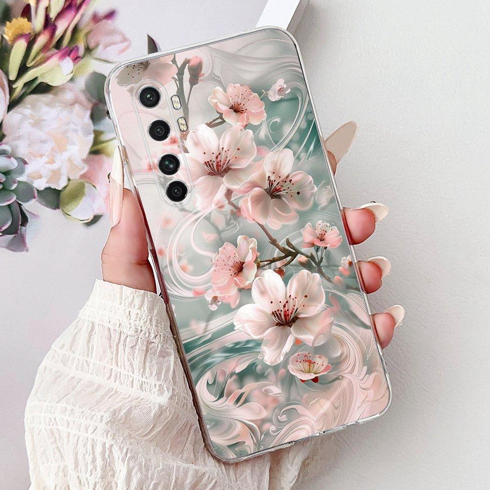 Clear For Xiaomi Mi Note 10 Lite Case Cover Luxury Butterfly Love Fashion Flowers Cool Lion Funny Painted 6.47''