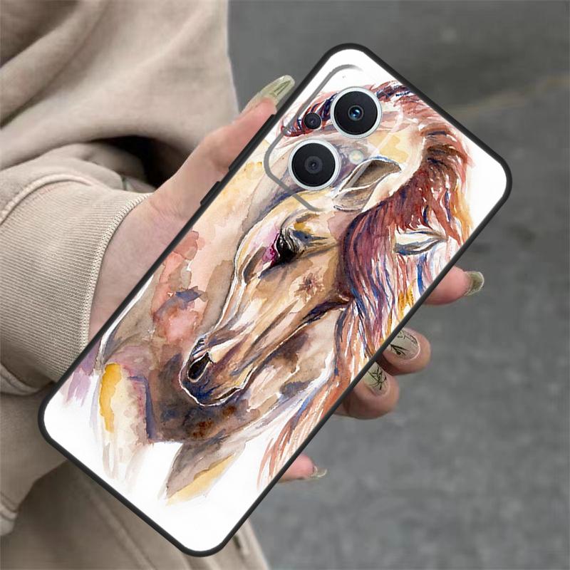 Horse Sketch Case For OPPO Reno 14 10 11 12 13 Pro 11F 12F 13F 14F 7 8 Lite OPPO Find X9 X8 X5 Pro Cover