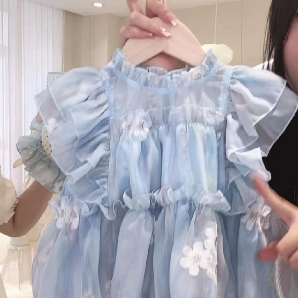 Adorable Korean Style Summer Set For Girls Featuring Soft Cotton Doll Shirt And Shorts