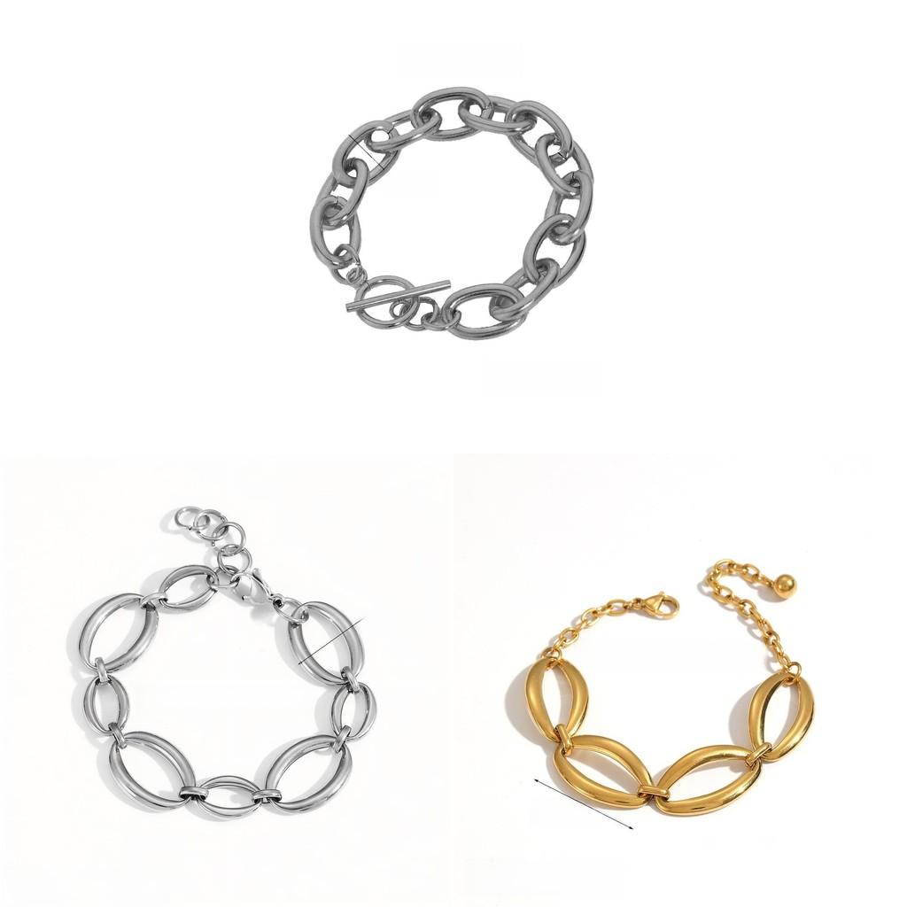 Stainless Steel Geometric Chain Bracelet For Women Summer Fashion Accessory