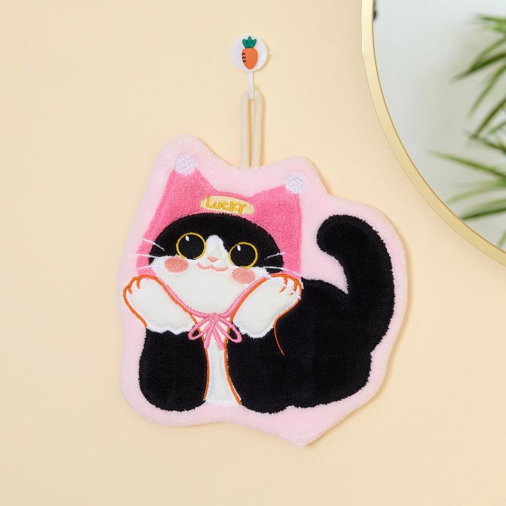 Cute Cat Hand Towel Coral Fleece Bathroom Kerchief High Quality Washcloth