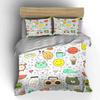 Cute Doodle Icons Pattern Bedding Duvet Cover Set  (1*Duvet Cover 2*Pillowcases, without duvet insert)