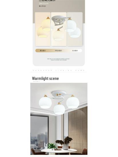 Moderner minimalistischer nordischer Cremefarbener Kürbis-Kronleuchter für Wohnzimmer oder Schlafzimmer