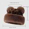 Retro Leopard Print Plush Cat Ears Beanie Women Mongolian Hat Thicken Hat Winter Warm Fluffy Fur Bucket Hat