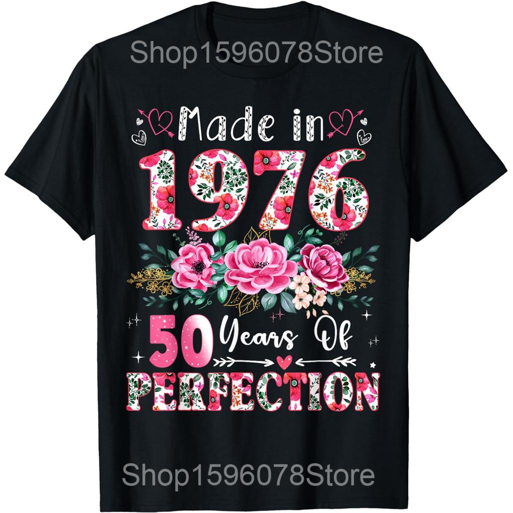 Vintage 1976 Classic 50 Years Old Bday 50th Birthday Rock T Shirts Humor Streetwear Tee Short Sleeve Unisex Loose Clothing