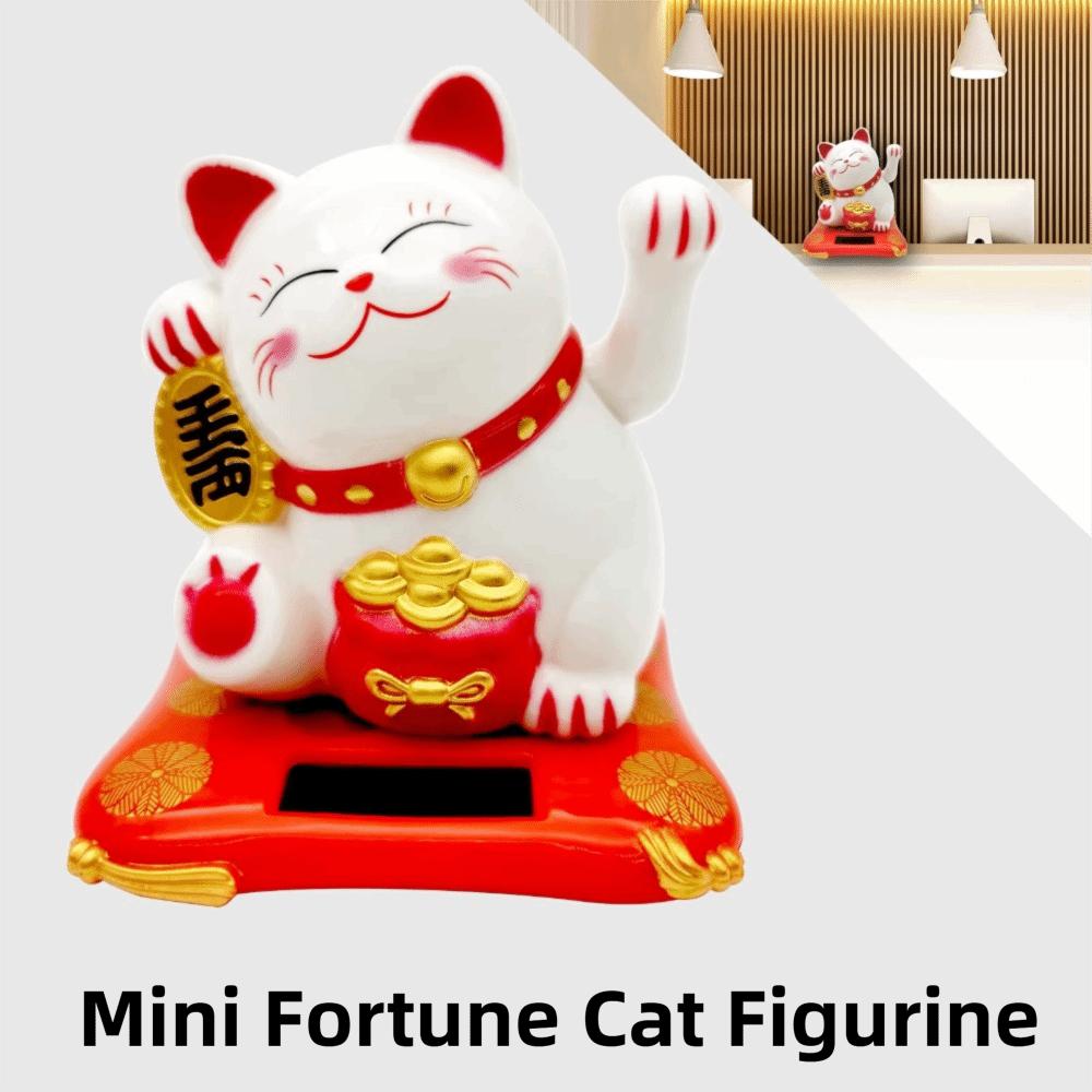 Solar Powered Fortune Cat Figurine Waving Wealth Waving Hand Cat Ornaments  Holiday Gift