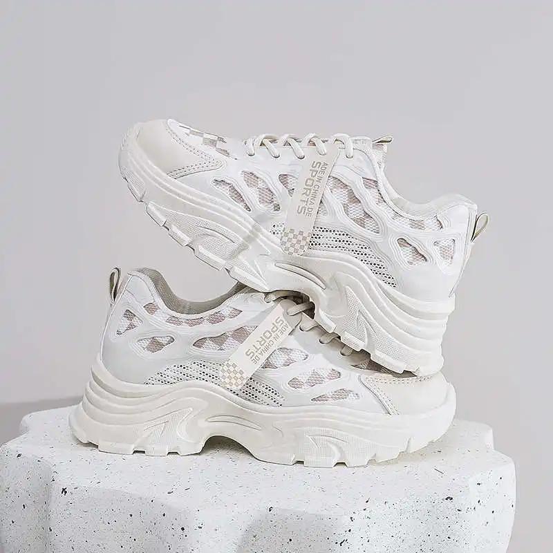 Fashion Rubber Sole Dark Luxury Woman Heels Sports Shoes Women Medium Heel Shoes Sneakers High Fashion Luxary Luxo Original Snaeker