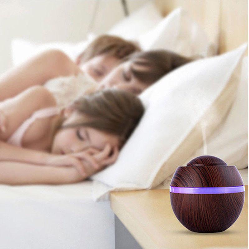 Humidificador de Ar Ultrassônico LED USB Luxuoso com Elegante Difusor de Óleo Essencial