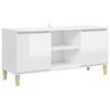 VidaXL Meuble TV avec pieds en bois Blanc brillant 103,5x35x50 cm