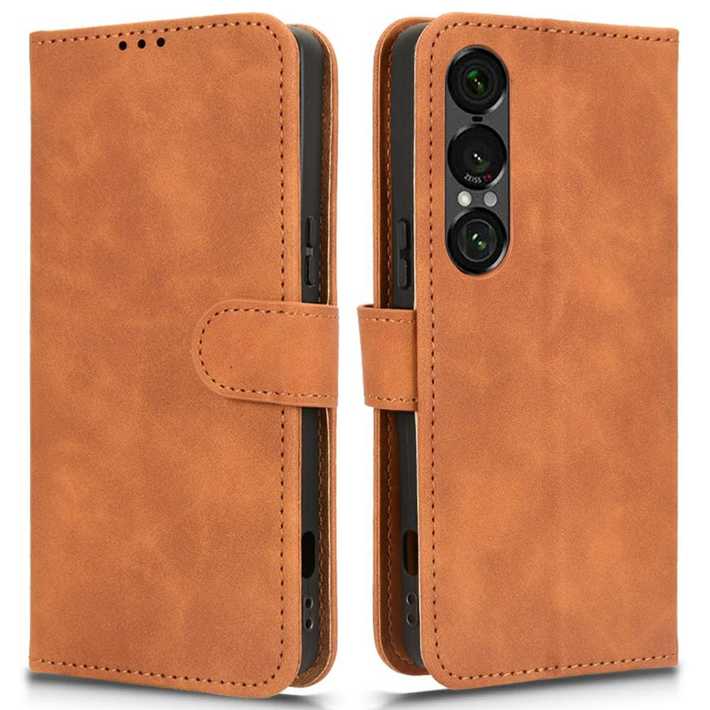 For Sony Xperia 1 VII Leather Case Skin Feel Anti Drop Wallet Flip Phone Cover