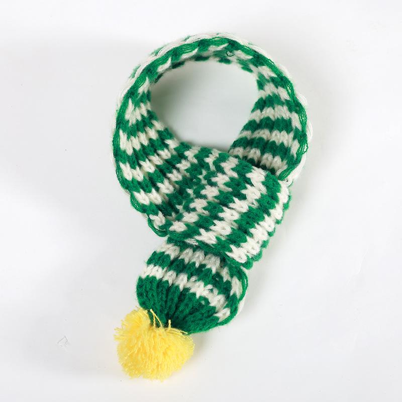 Winter Warm Knitted Scarf for Small Dog Neck Warmer Scarves with Pompom Ball Christmas New Year Festival Pet Puppy Cat Scarf