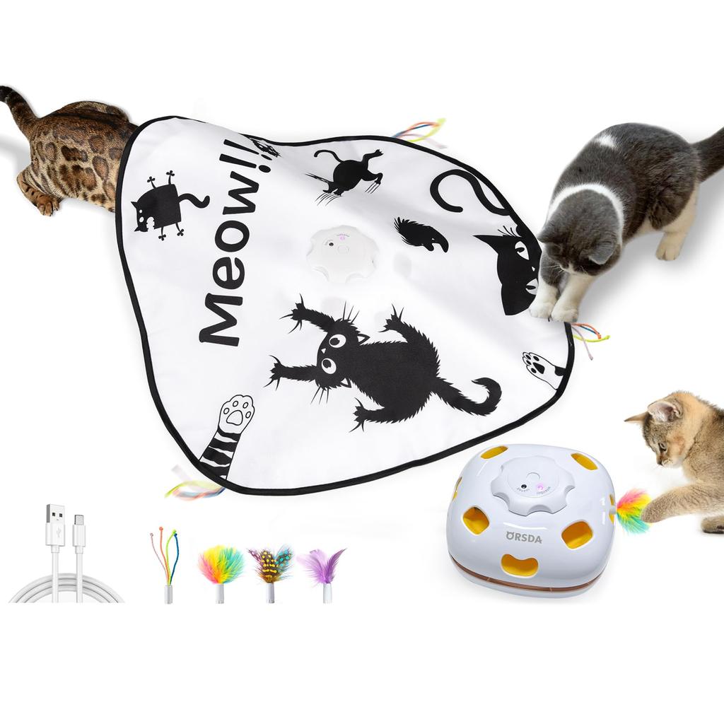 ORSDA Electric Cat Indoor Automatic Pet Toy with 4 Play Perfect for Solitary Kitten Perfect Gift for Relieves Satisfies Cat Hunting Innate Pet Catch