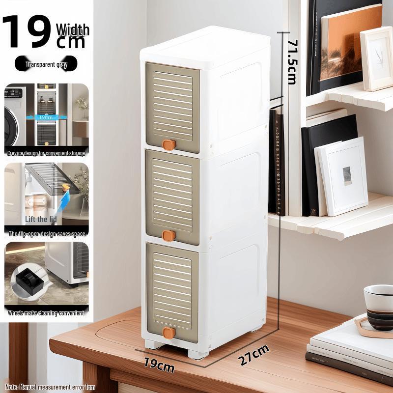 Large Capacity Floor-Standing Dustproof Gap Storage Cabinet for Bathroom