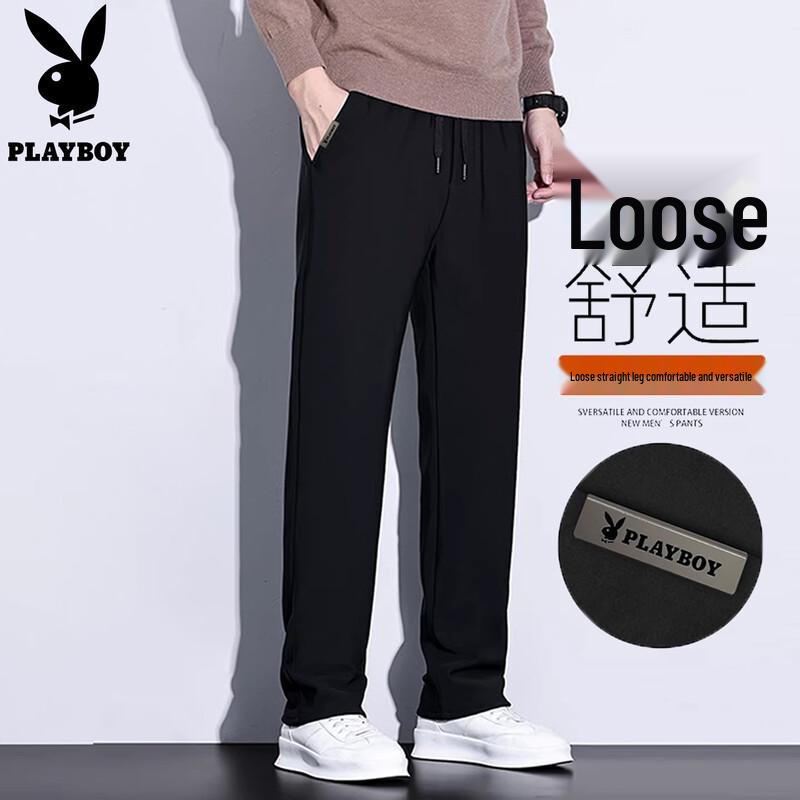 PLAYBOY Men s Loose Straight-Leg Casual Pants L