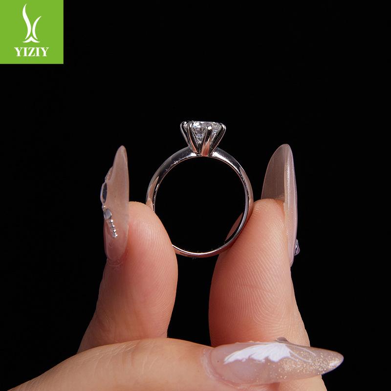 1 Carat Mozzarella Diamond Engagement Ring, Simple Classic 6-Claw Single Main Stone S925 Sterling Silver Ring.