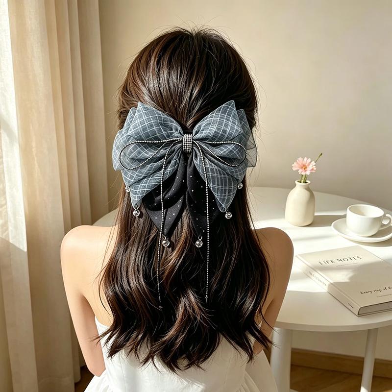 Handmade Chiffon Floral Bow Ponytail Clip for Voluminous Hair