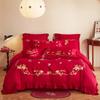 High-End Long-Staple Cotton Wedding 4Pcs Set Chinese Wedding Wedding Kit Big Red Embroidery Pure Cotton Wedding Bedding