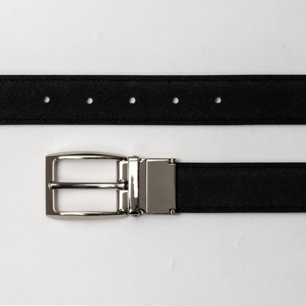 [Lanvin Collection] Leather Belt (Long Size) Men's Made in Japan Reversible Smooth Front Embossed Back Commuting JLMB823L ChocolateBlack FREE