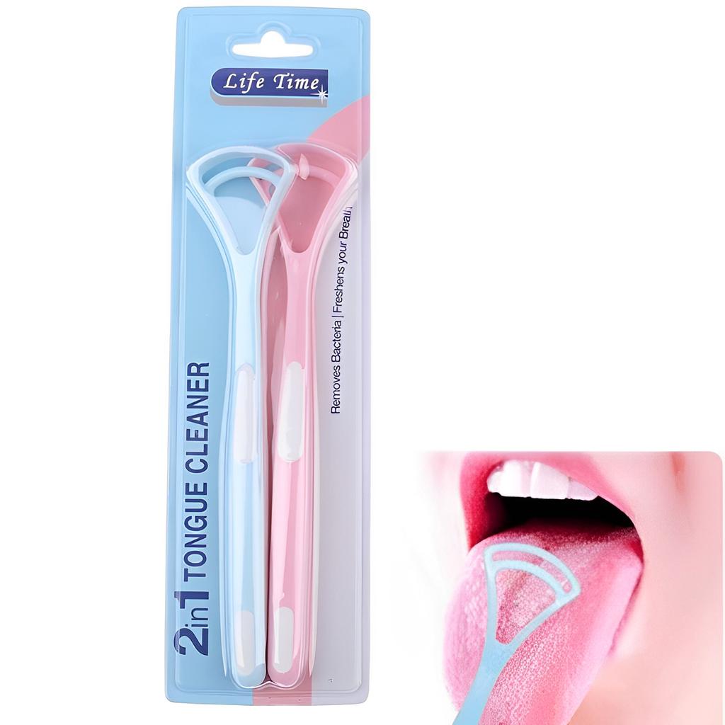 2PCS Brush Tongue Cleaner Gentle Oral Cleaning Tool Tongue Cleaning Brush  for Bacteria Removal