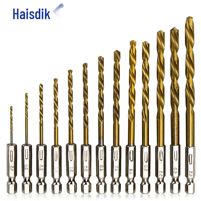 Hex Shank Titanium Plated Twist Drill Bit Set